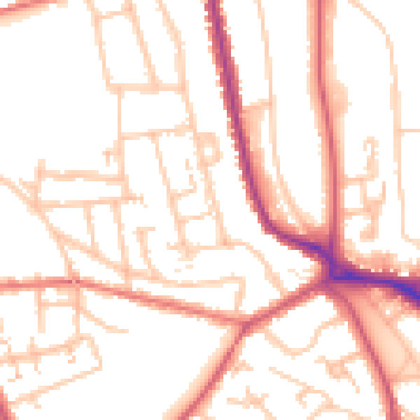 Daytime road noise heatmap for SE21 8DA