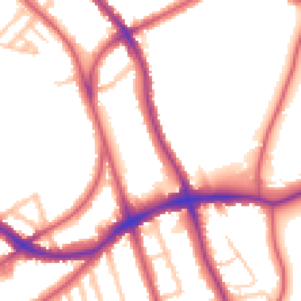 Daytime road noise heatmap for SE21 8NQ