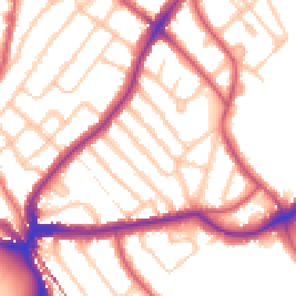 Daytime road noise heatmap for SE24 9NN