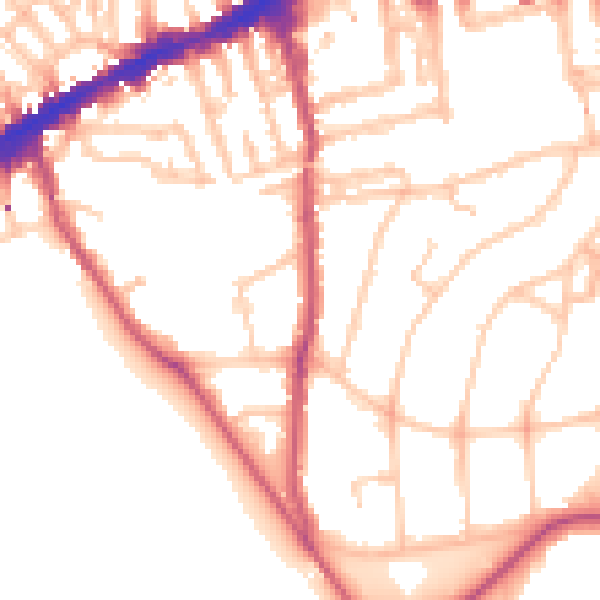 Daytime road noise heatmap for SE3 7UE