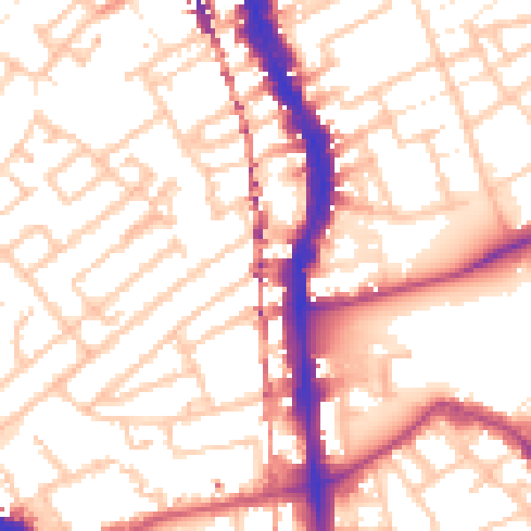 Daytime road noise heatmap for SE5 0DD