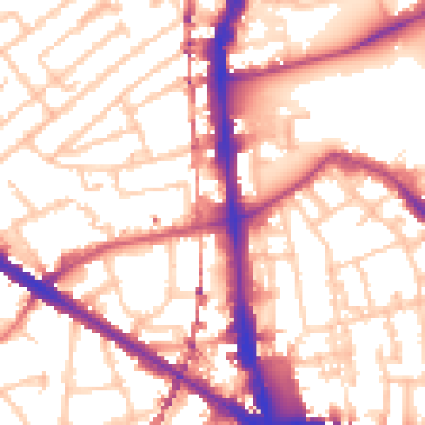 Daytime road noise heatmap for SE5 0DT