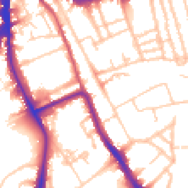 Daytime road noise heatmap for SE5 8BH