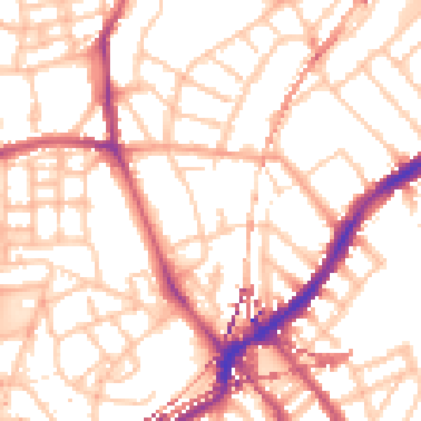 Daytime road noise heatmap for SE5 9BW