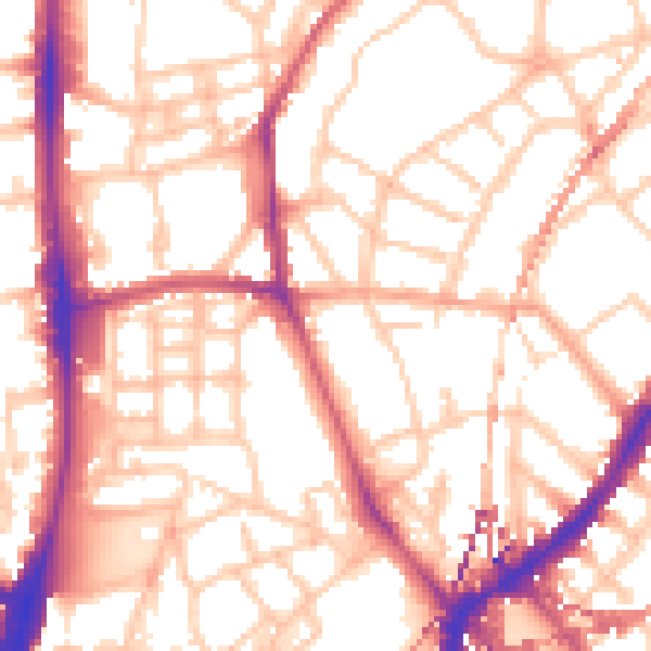 Daytime road noise heatmap for SE5 9EF
