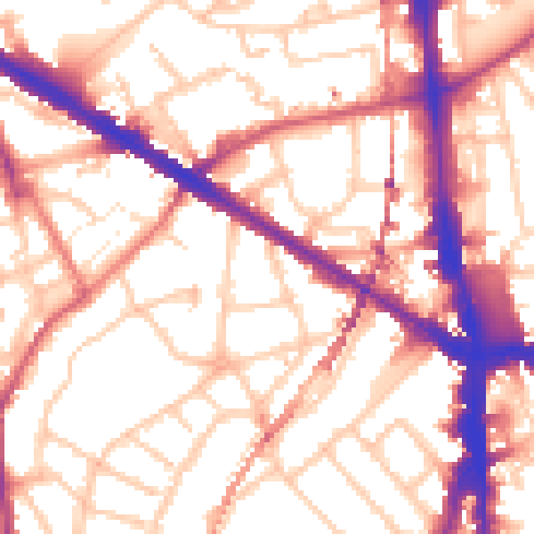 Daytime road noise heatmap for SE5 9LG