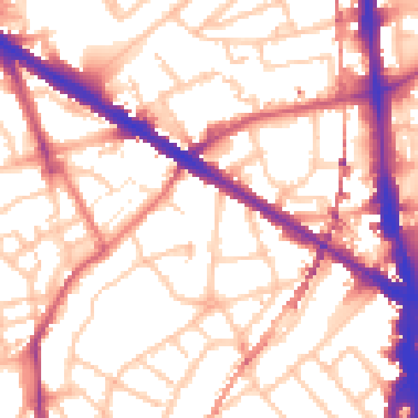 Daytime road noise heatmap for SE5 9LL