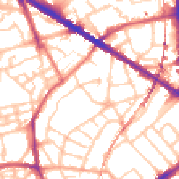 Daytime road noise heatmap for SE5 9LP