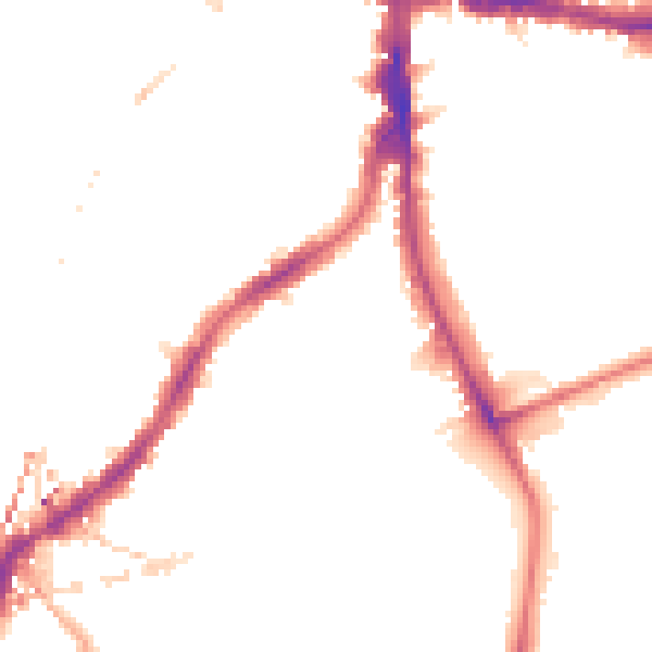 Night-time road noise heatmap for SE5 9RR