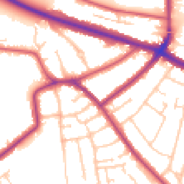 Daytime road noise heatmap for SE9 4QZ