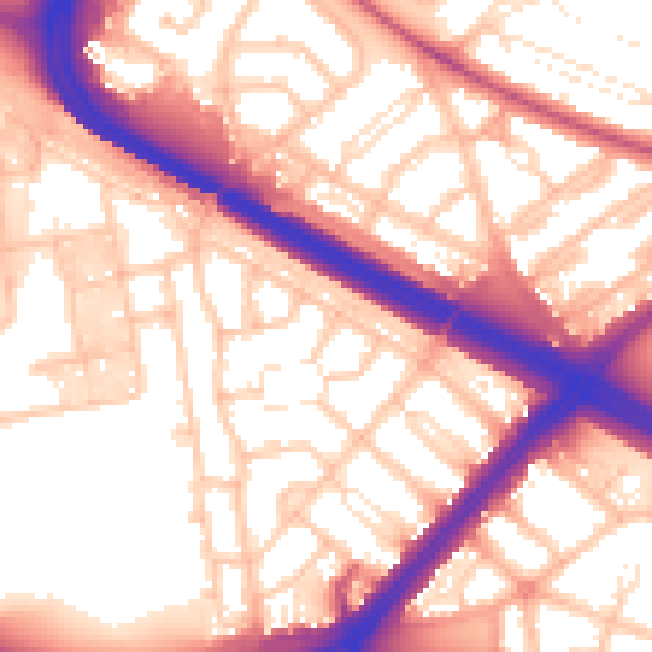 Daytime road noise heatmap for SE9 6BN