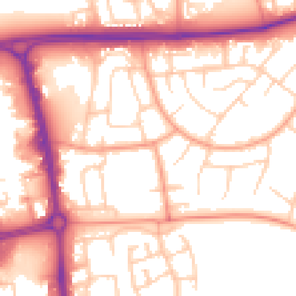 Daytime road noise heatmap for SG1 1AB