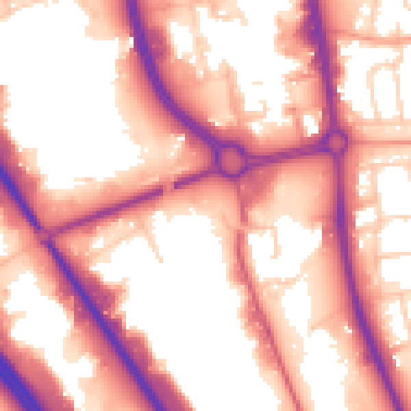 Daytime road noise heatmap for SG1 1AT
