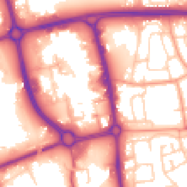 Daytime road noise heatmap for SG1 1DG