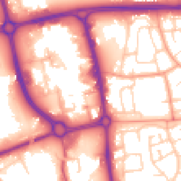 Daytime road noise heatmap for SG1 1EN
