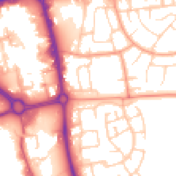 Daytime road noise heatmap for SG1 1HY