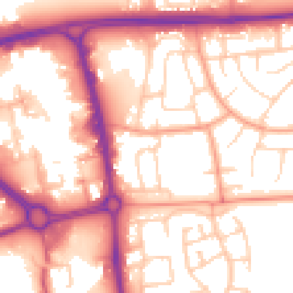 Daytime road noise heatmap for SG1 1JA