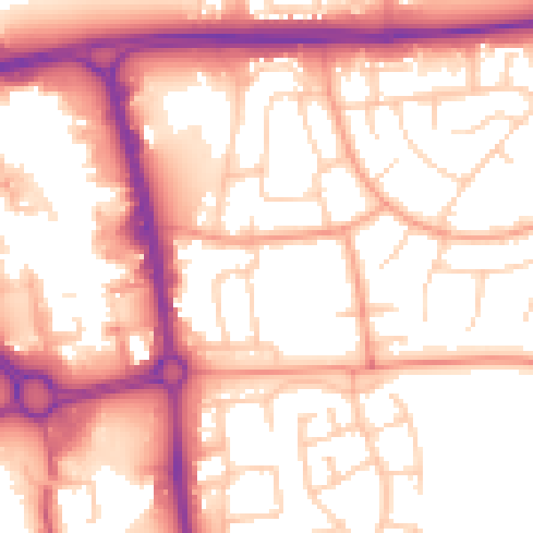 Daytime road noise heatmap for SG1 1JE