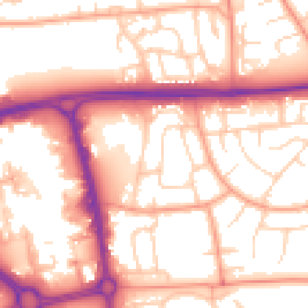 Daytime road noise heatmap for SG1 1JJ