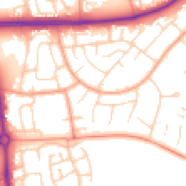Daytime road noise heatmap for SG1 1LD