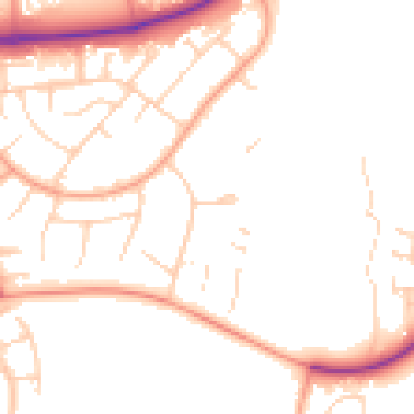 Daytime road noise heatmap for SG1 1RF