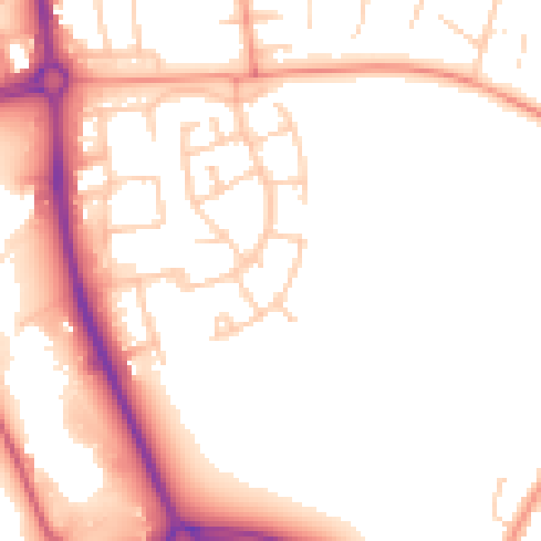 Daytime road noise heatmap for SG1 1SW