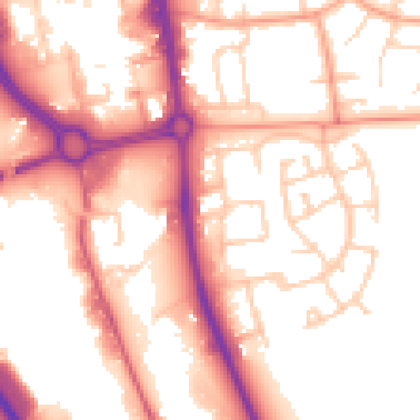 Daytime road noise heatmap for SG1 1TS