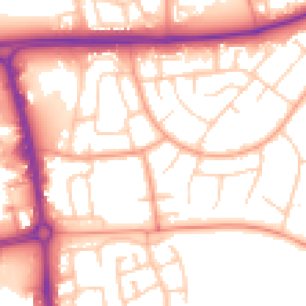 Daytime road noise heatmap for SG1 1UL