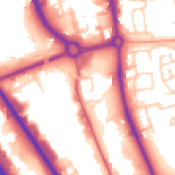 Daytime road noise heatmap for SG1 1WT