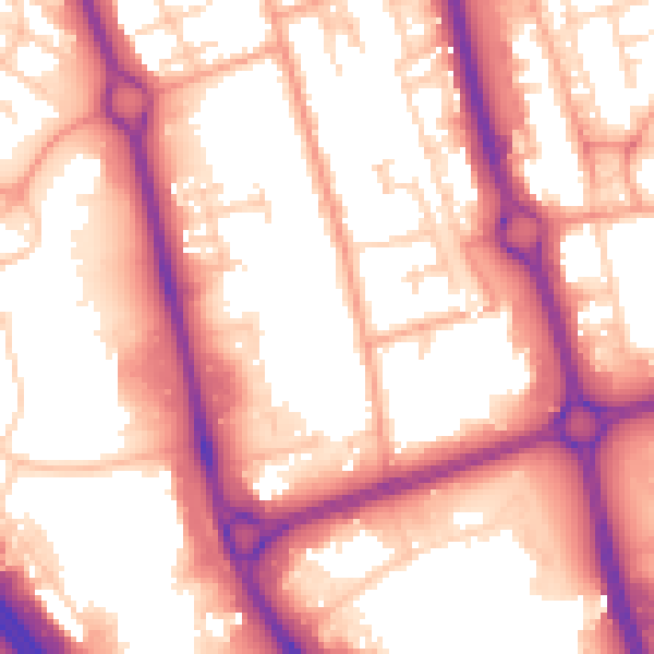 Daytime road noise heatmap for SG1 2FY