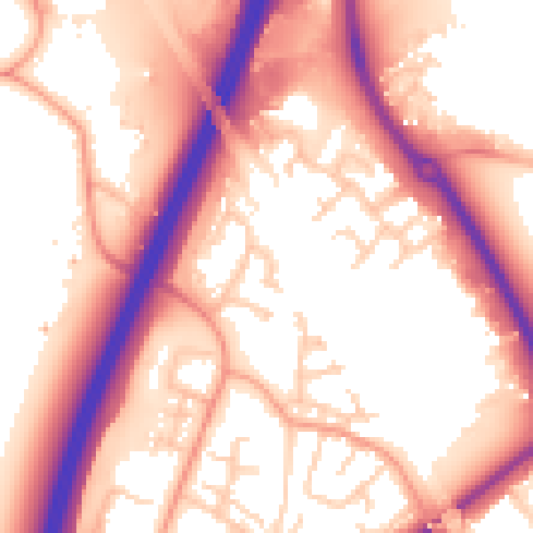 Daytime road noise heatmap for SG1 2JS