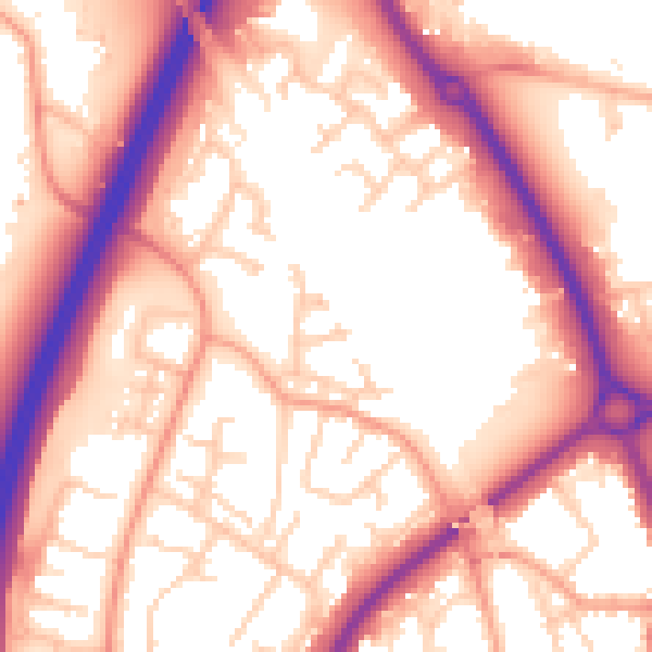 Daytime road noise heatmap for SG1 2LA