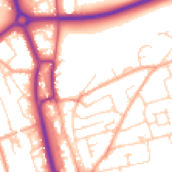 Daytime road noise heatmap for SG1 3BZ