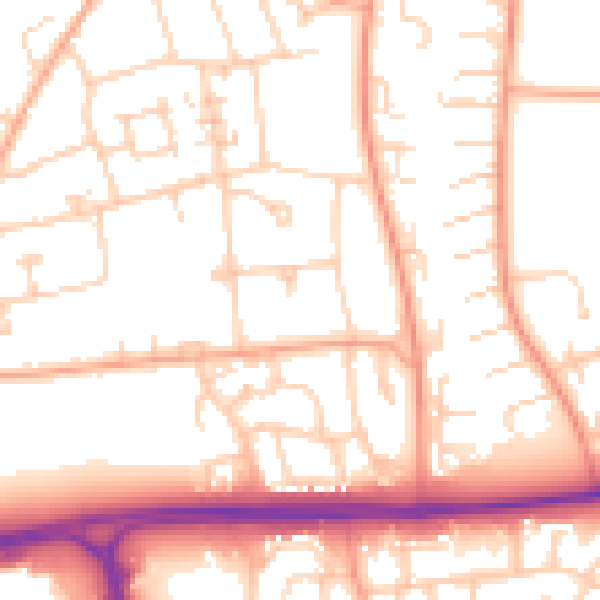 Daytime road noise heatmap for SG1 3NE
