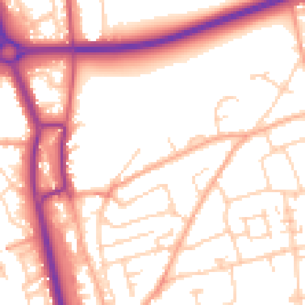 Daytime road noise heatmap for SG1 3QH