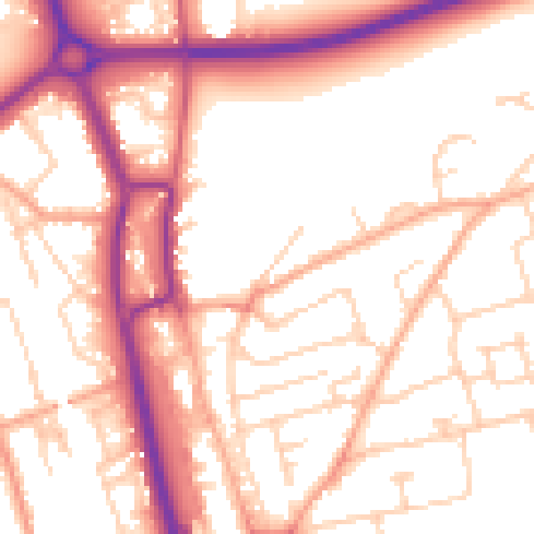 Daytime road noise heatmap for SG1 3QS