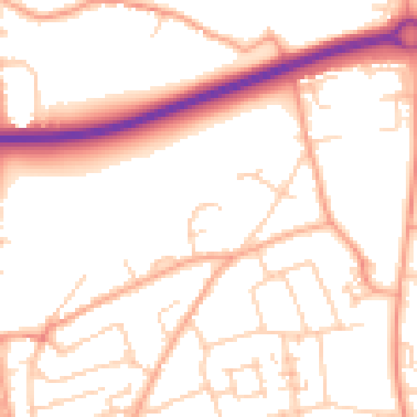 Daytime road noise heatmap for SG1 3QU