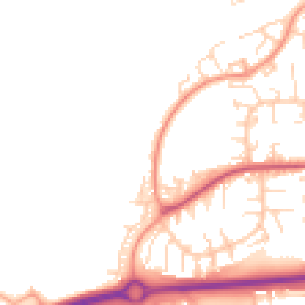 Daytime road noise heatmap for SG1 3RQ