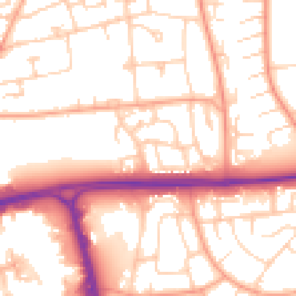 Daytime road noise heatmap for SG1 3TP