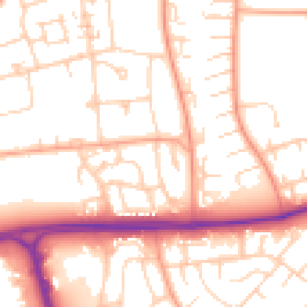 Daytime road noise heatmap for SG1 3TT