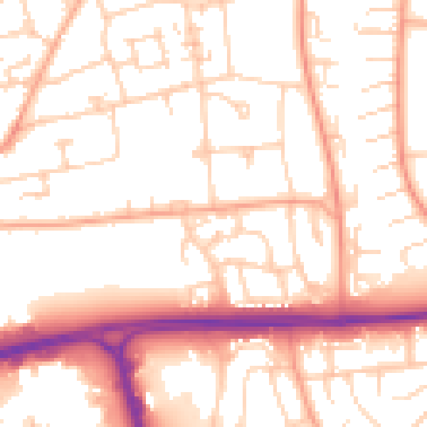 Daytime road noise heatmap for SG1 3UH