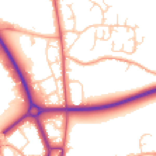 Daytime road noise heatmap for SG1 4AX