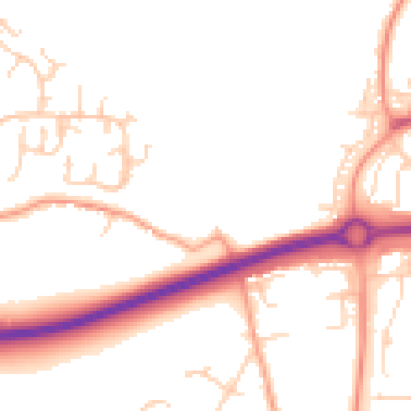 Daytime road noise heatmap for SG1 4DA