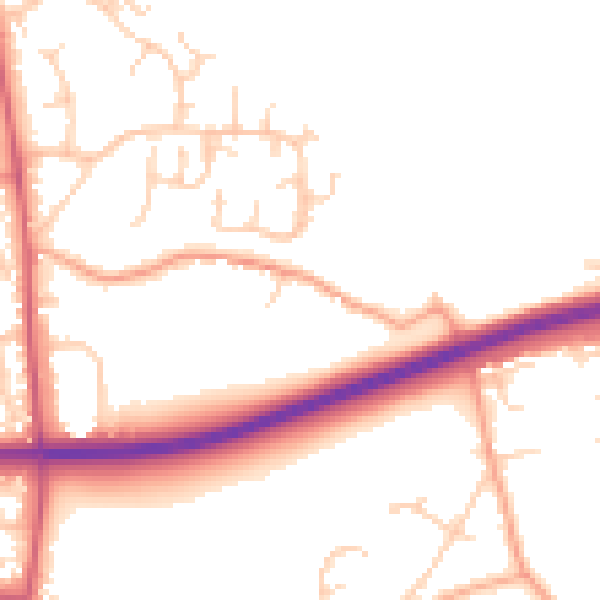 Daytime road noise heatmap for SG1 4FP