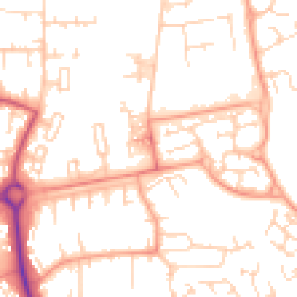 Daytime road noise heatmap for SG1 4FQ