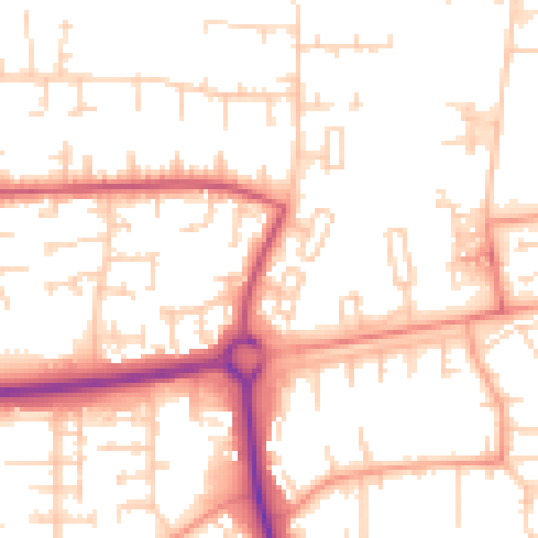 Daytime road noise heatmap for SG1 4PA