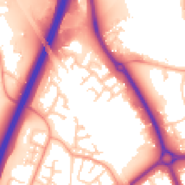 Daytime road noise heatmap for SG1 4RJ