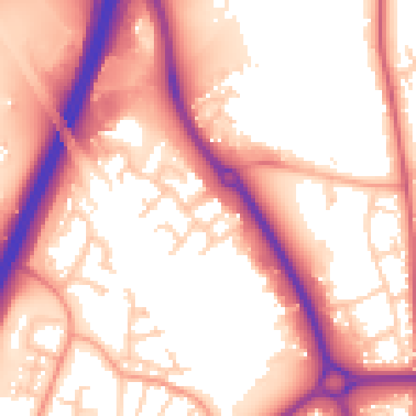 Daytime road noise heatmap for SG1 4RL