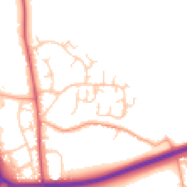 Daytime road noise heatmap for SG1 4SB