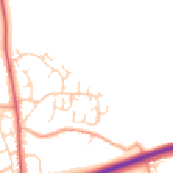 Daytime road noise heatmap for SG1 4TF